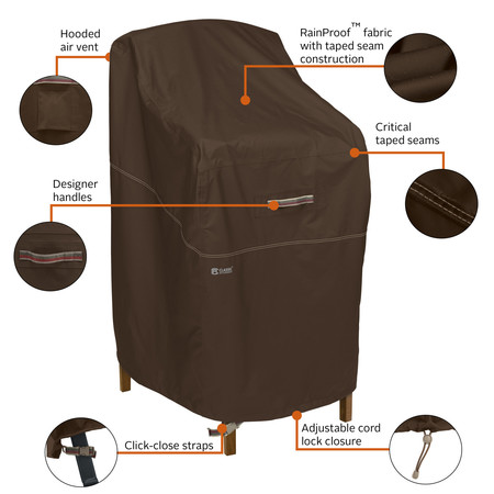 Classic Accessories Madrona Waterproof Bar Height Chair Cover 26 Inch, Dark Cocoa 56-315-016601-RT